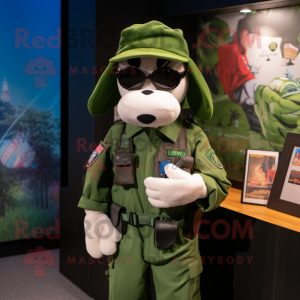 Green Navy Seal mascot costume character dressed with a Polo Tee and Keychains
