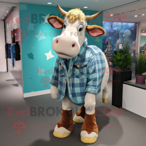 Cyan Guernsey Cow maskot...