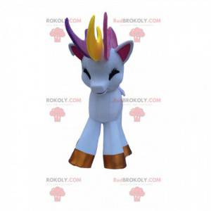 White unicorn mascot with a rainbow mane - Redbrokoly.com