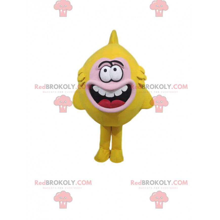 Mascotte de poisson jaune très farfelu - Redbrokoly.com