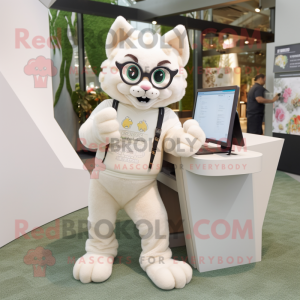 Cream Lynx maskot kostume...