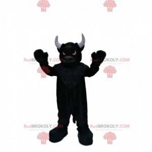 Very bestial black bull mascot with fiery eyes - Redbrokoly.com