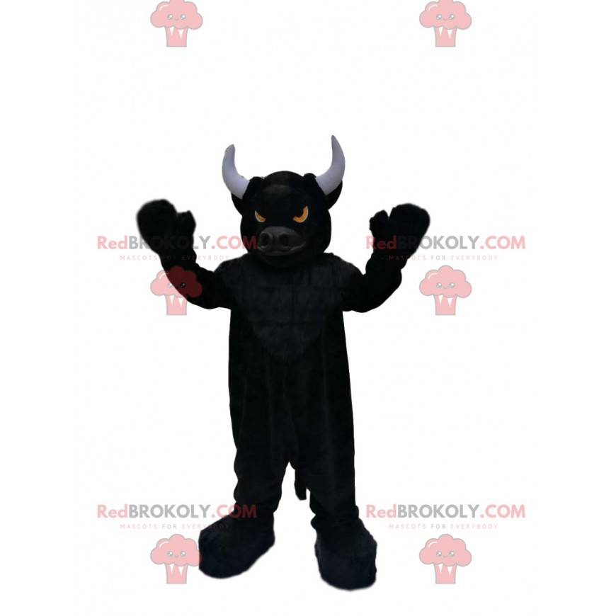 Mascotte toro nero molto bestiale con occhi ardenti - Mascotte toro nero molto bestiale con occhi ardenti -