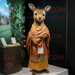 nan Roe Deer mascot costume character dressed with a Wrap Skirt and Necklaces