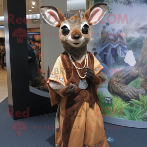 nan Roe Deer mascot costume character dressed with a Wrap Skirt and Necklaces