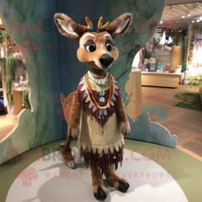 nan Roe Deer mascot costume character dressed with a Wrap Skirt and Necklaces