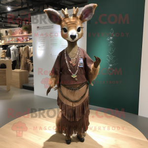 nan Roe Deer mascot costume character dressed with a Wrap Skirt and Necklaces