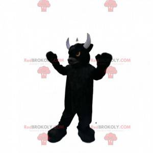 Mascote do touro negro muito bestial com olhos de fogo -