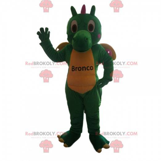 Mascota dragón verde y amarillo - Redbrokoly.com