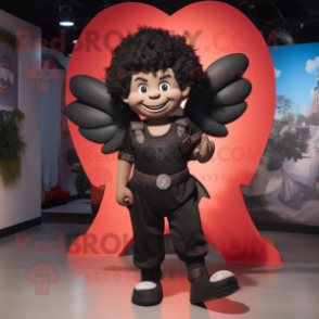 Black Cupid mascot costume character dressed with a Joggers and Belts