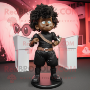 Black Cupid mascot costume character dressed with a Joggers and Belts