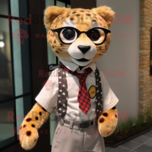 nan Cheetah mascot costume character dressed with a Oxford Shirt and Cummerbunds