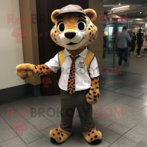 nan Cheetah mascot costume character dressed with a Oxford Shirt and Cummerbunds