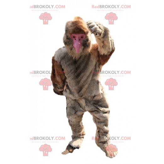 Grande mascote de macaco com pelo bege - Redbrokoly.com