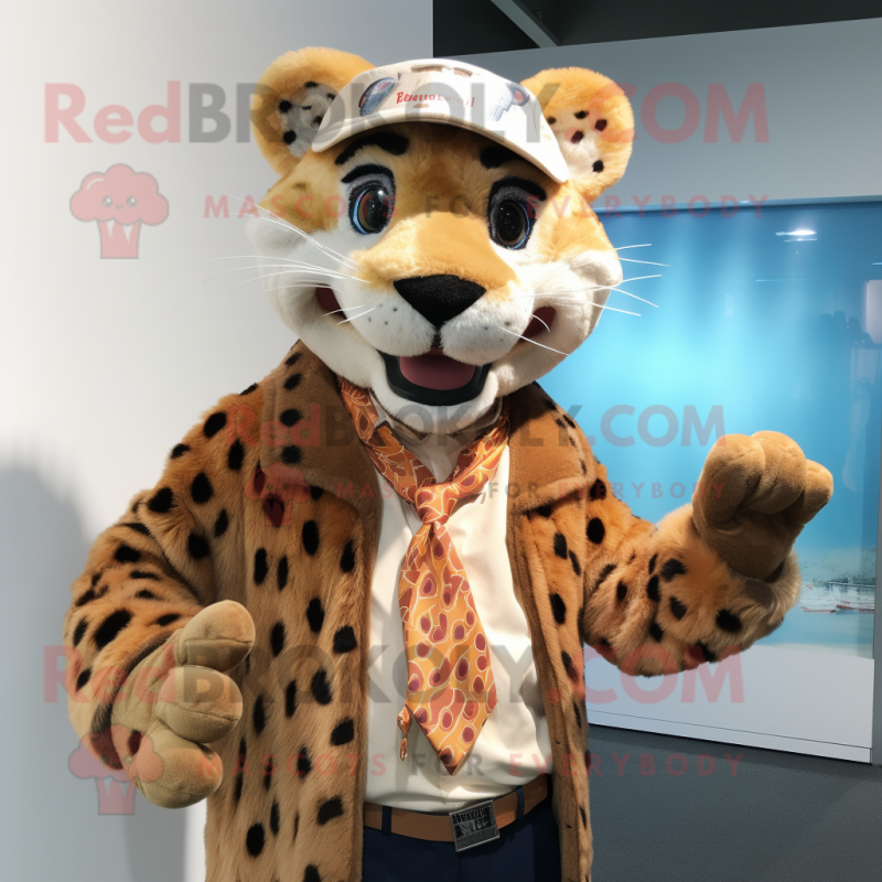 nan Cheetah mascot costume character dressed with a Oxford Shirt and Cummerbunds