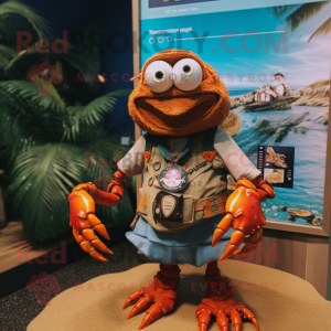 nan Hermit Crab mascot costume character dressed with a Henley Tee and Bracelets