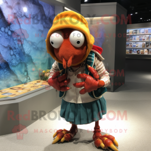 nan Hermit Crab mascot costume character dressed with a Henley Tee and Bracelets