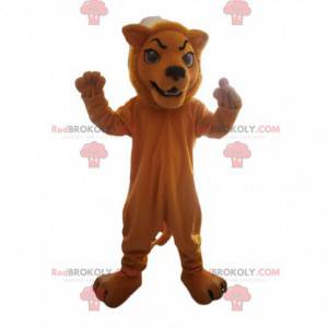 Mascotte de lion marron avec un regard féroce - Redbrokoly.com