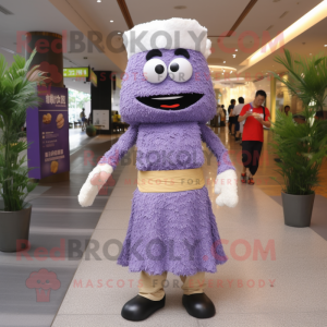 Lavender Fried Rice mascot costume character dressed with a Vest and Anklets