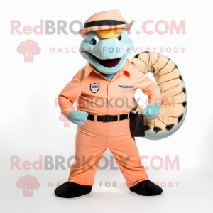 Peach Titanoboa mascot costume character dressed with a Graphic Tee and Pocket squares