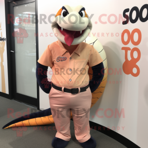 Peach Titanoboa mascot costume character dressed with a Graphic Tee and Pocket squares