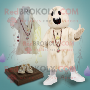 Beige Ghost maskot kostume...