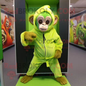 Lime Green Capuchin Monkey mascot costume character dressed with a Romper and Cummerbunds