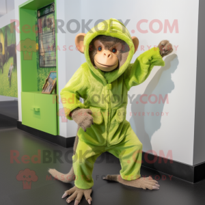 Lime Green Capuchin Monkey mascot costume character dressed with a Romper and Cummerbunds