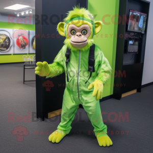 Lime Green Capuchin Monkey mascot costume character dressed with a Romper and Cummerbunds