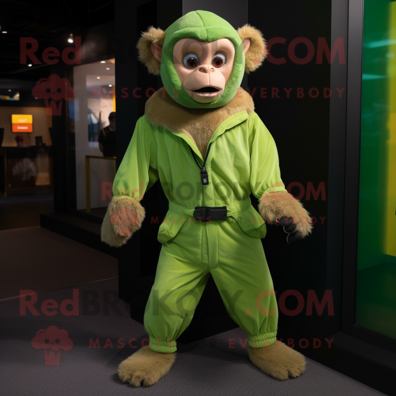 Lime Green Capuchin Monkey mascot costume character dressed with a Romper and Cummerbunds