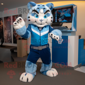 Blauw Bobcat mascotte...