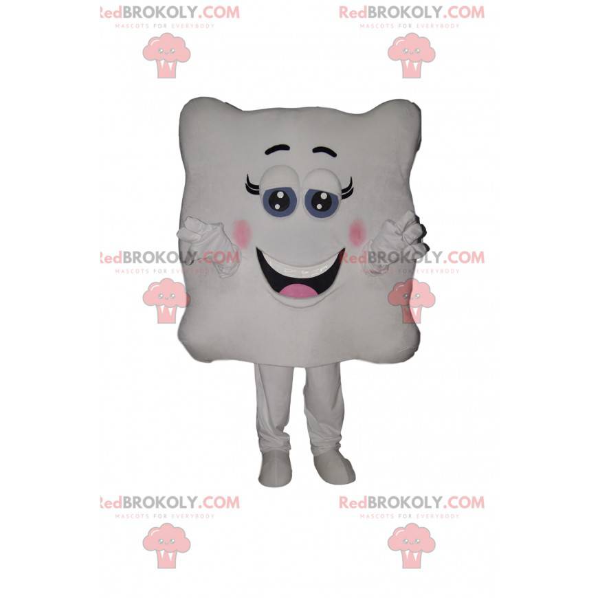 Mascotte de carré blanc très souriant avec des coins arrondis - Mascotte de carré blanc très souriant avec des coins arrondis -
