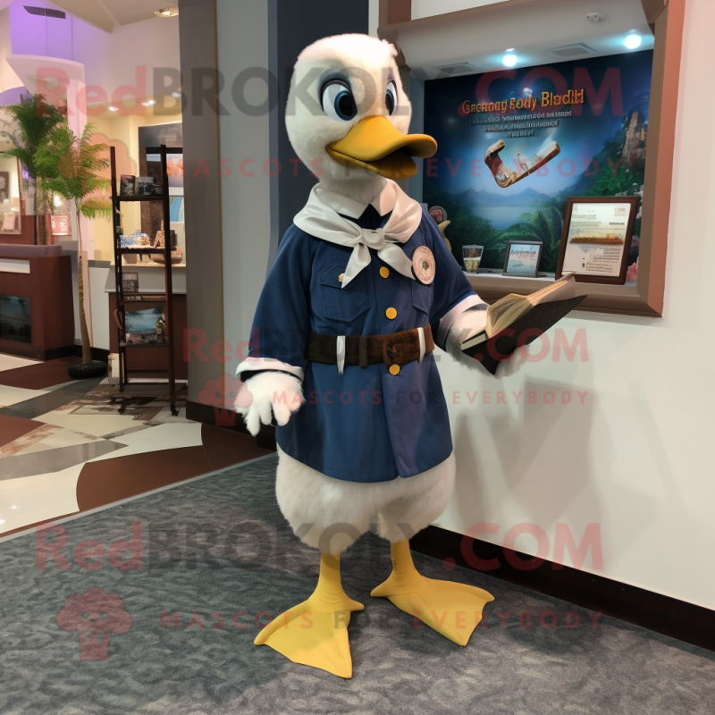 Navy Gosling mascot costume character dressed with a Dress Shirt and Wallets Navy Gosling mascot costume character dressed with a Dress Shirt and Wallets