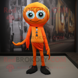 Orange Vampire mascot costume character dressed with a Leggings and Scarves