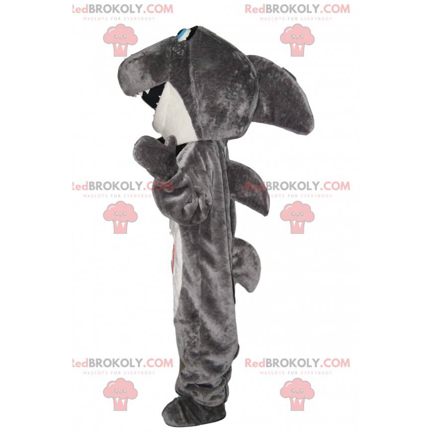 Very happy gray and white shark mascot - Redbrokoly.com Very happy gray and white shark mascot - Redbrokoly.com
