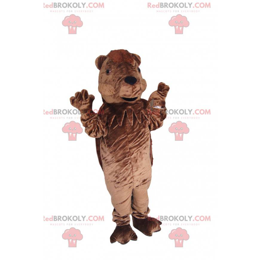 Mascote urso marrom muito brincalhão - Redbrokoly.com