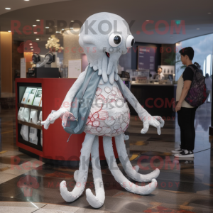 Silver Octopus mascot costume character dressed with a Skinny Jeans and Coin purses