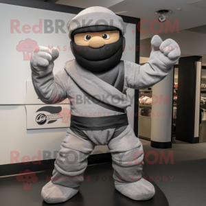 Grijze Ninja mascotte...