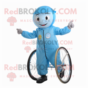 Himmelblå Unicyclist maskot...