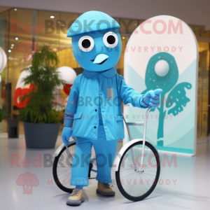 Sky Blue Unicyclist maskot...