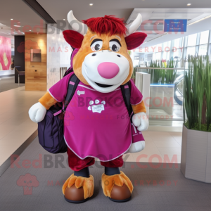 Magenta Guernsey Cow maskot...