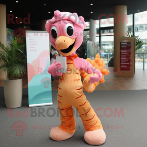 Peach Seahorse maskot...