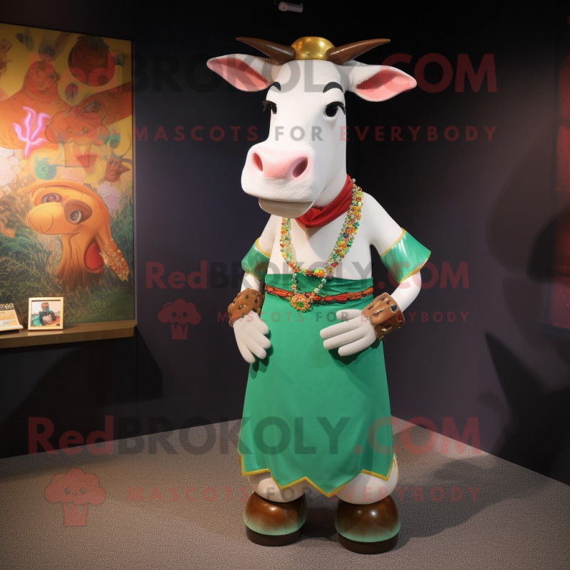 nan Zebu mascot costume character dressed with a Pencil Skirt and Bracelets