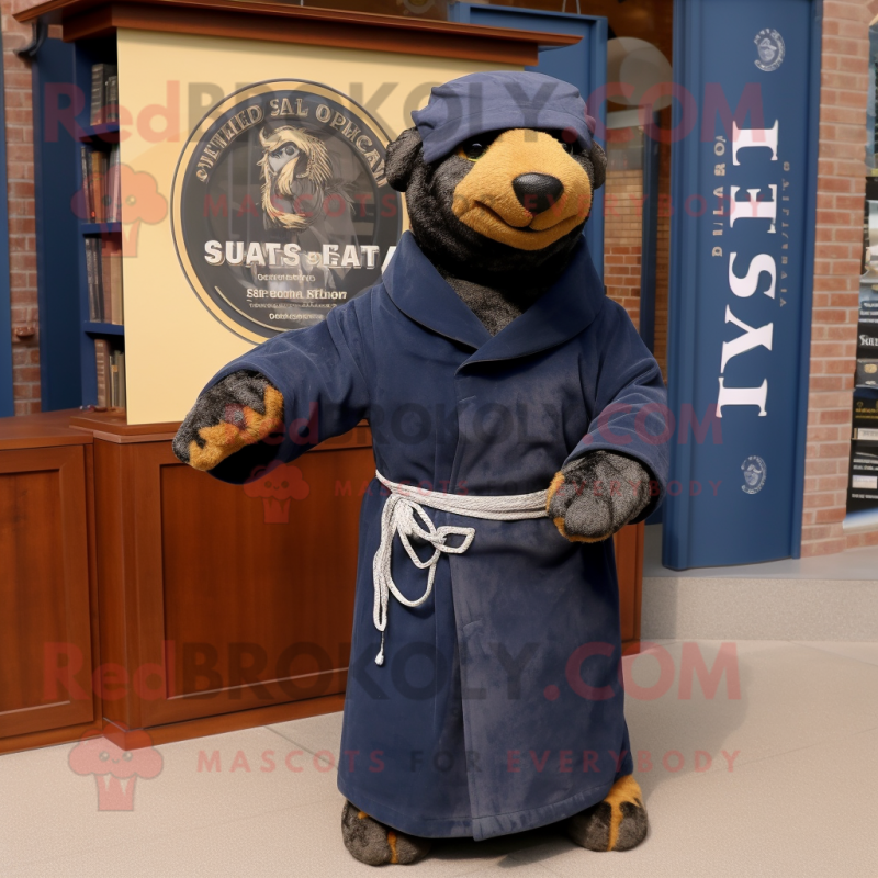 Rust Navy Seal mascot costume character dressed with a Wrap Dress and Shawl pins