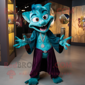 Teal Vampire maskot kostym...