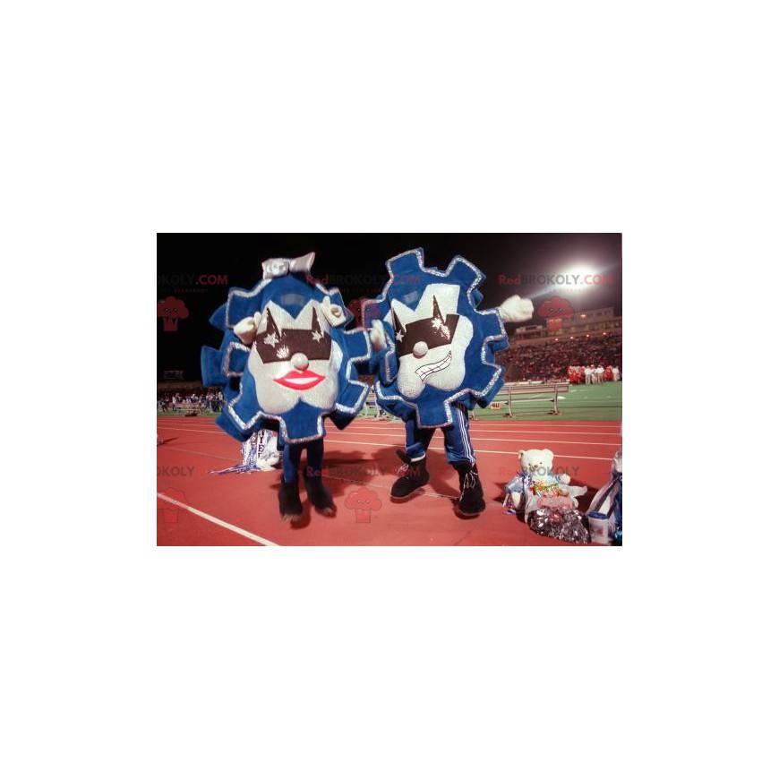 2 mascotes de galhardetes azuis e prateados - Redbrokoly.com