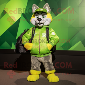 Lime Green Wolf mascotte...