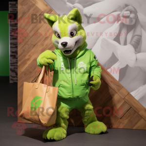 Lime Green Wolf mascotte...