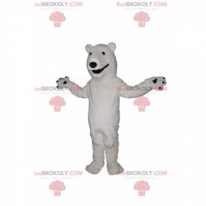 Mascotte d'ours blanc avec un large sourire - Redbrokoly.com