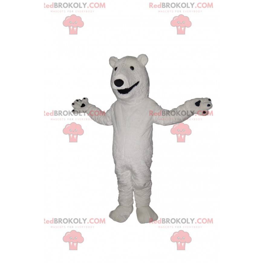 Eisbärenmaskottchen mit einem breiten Lächeln - Redbrokoly.com